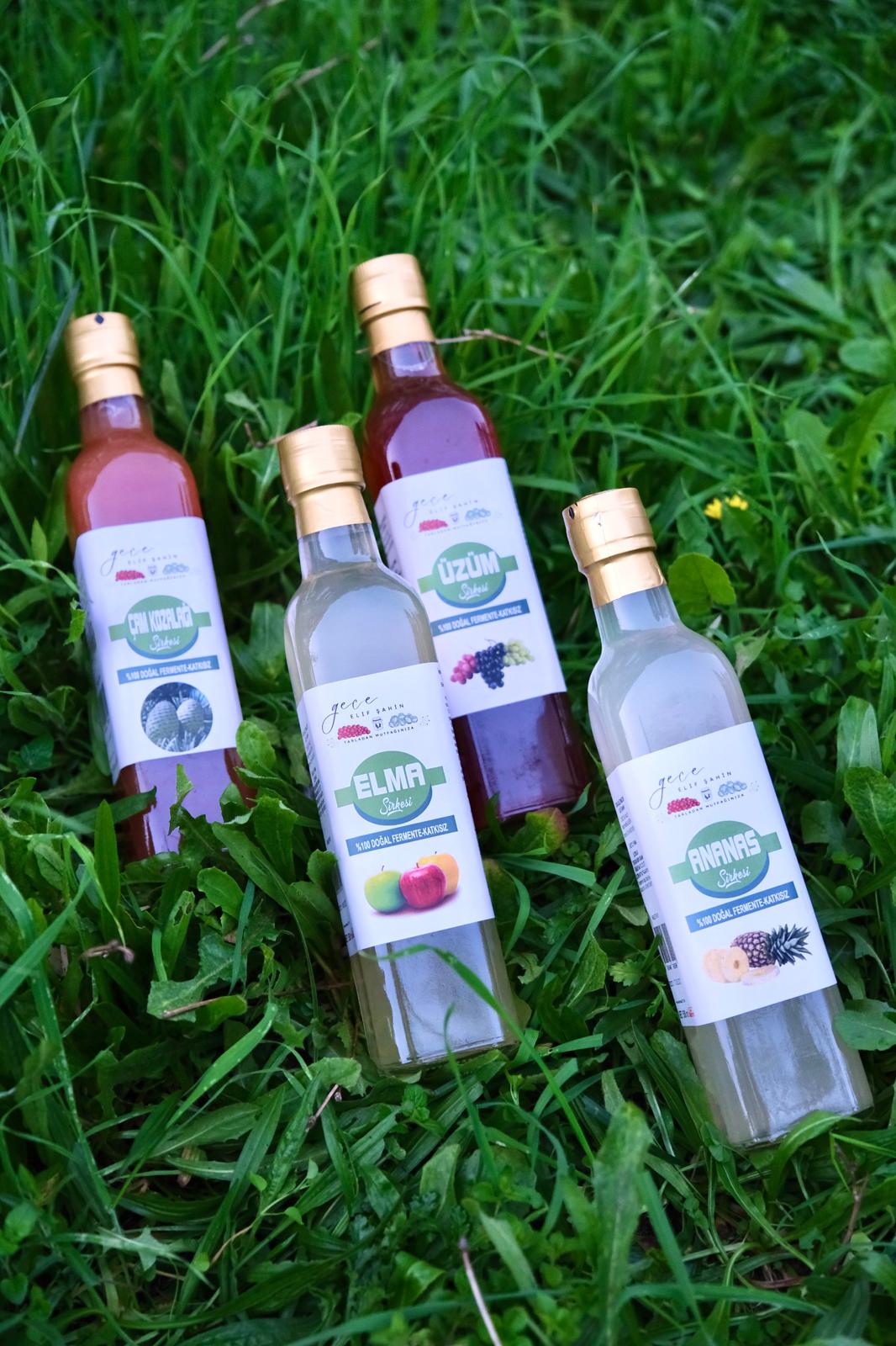 4'lü Doğal Sirke Fırsat Paketi - Elma, Üzüm, Ananas ve Kozalak Sirkesi